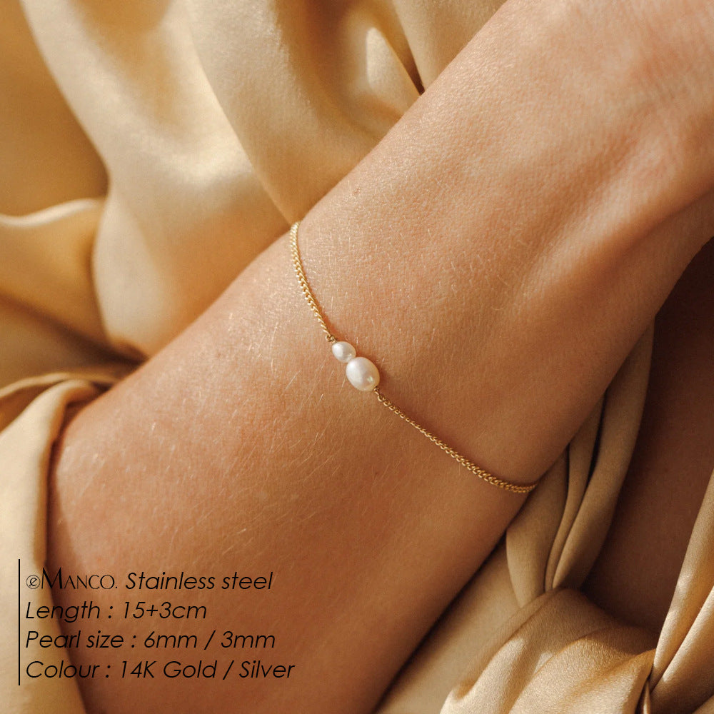 Pearl Link Chain Bracelet — bracelet, view 4