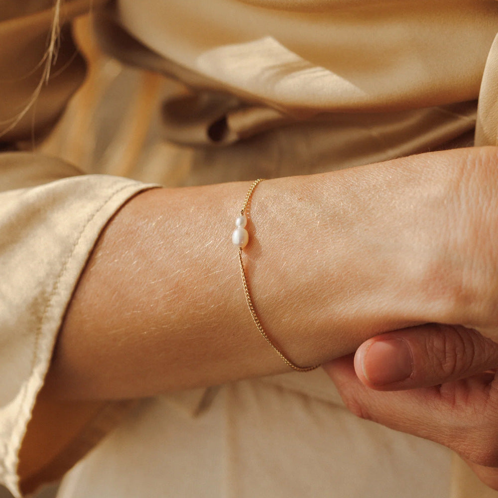 Pearl Link Chain Bracelet — bracelet, view 6