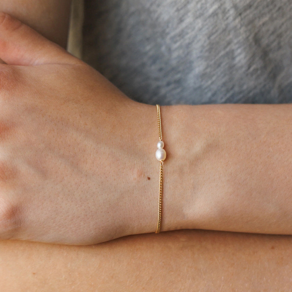 Pearl Link Chain Bracelet — bracelet, view 7