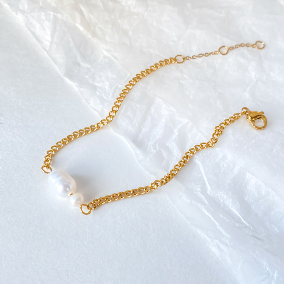 Pearl Link Chain Bracelet — bracelet, view 8