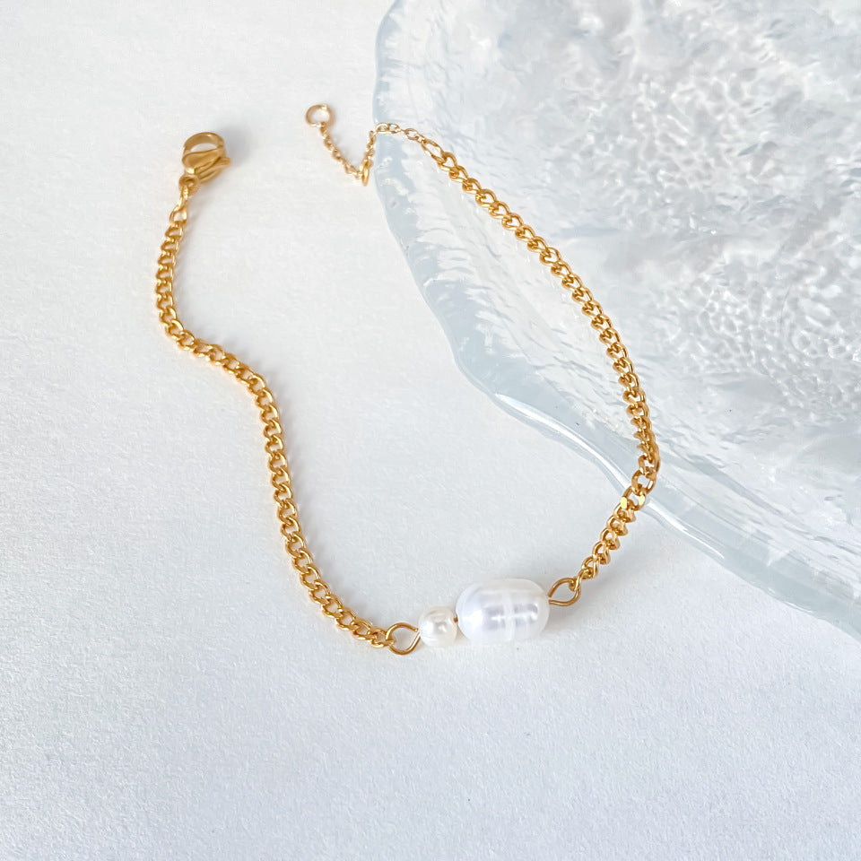Pearl Link Chain Bracelet — bracelet, view 9