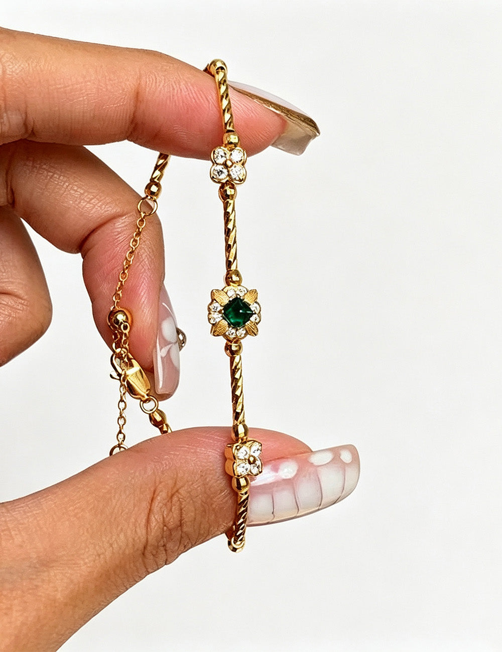 Clover Zirconia Link Bracelet — gold bracelet