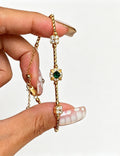 Clover Zirconia Link Bracelet — gold bracelet