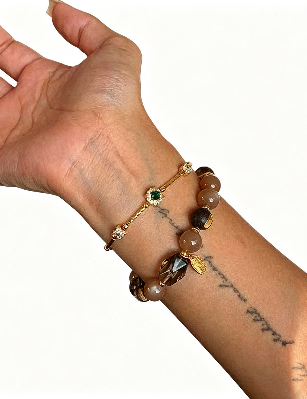 Clover Zirconia Link Bracelet — gold bracelet, view 4