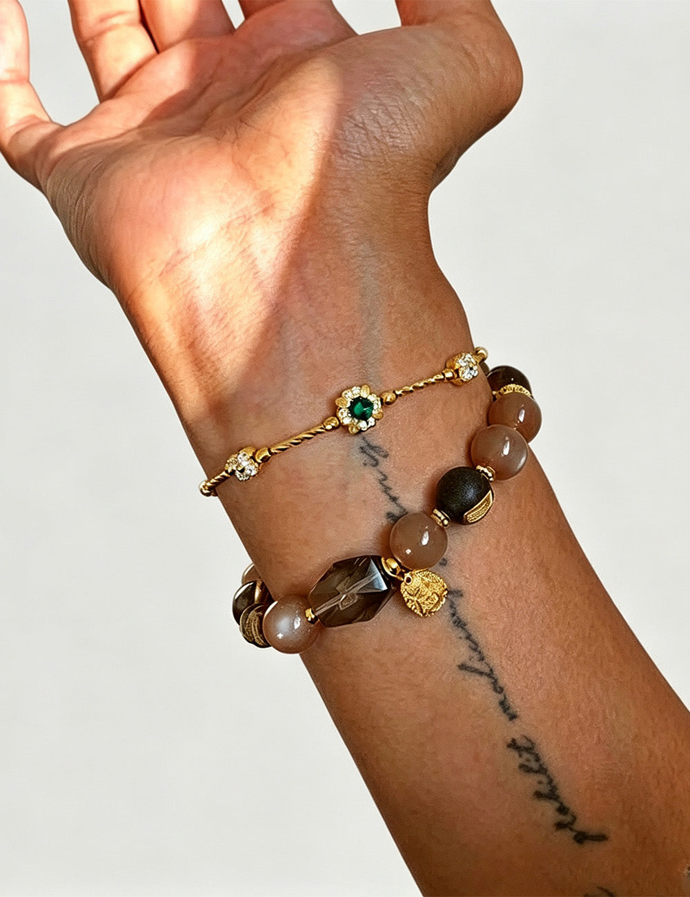Clover Zirconia Link Bracelet — gold bracelet, view 5