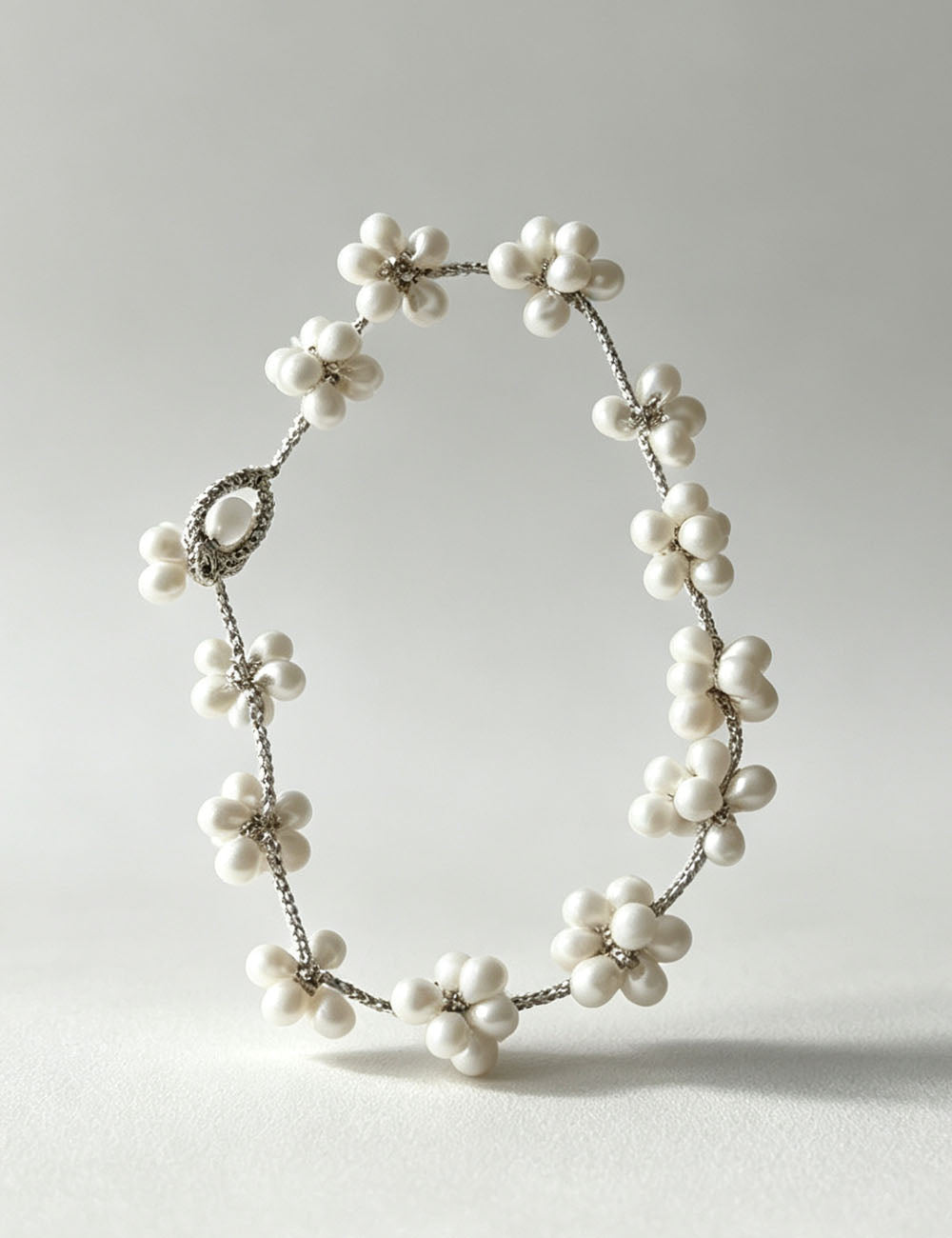 Flower Ball Braided Bracelet — ivory bracelet