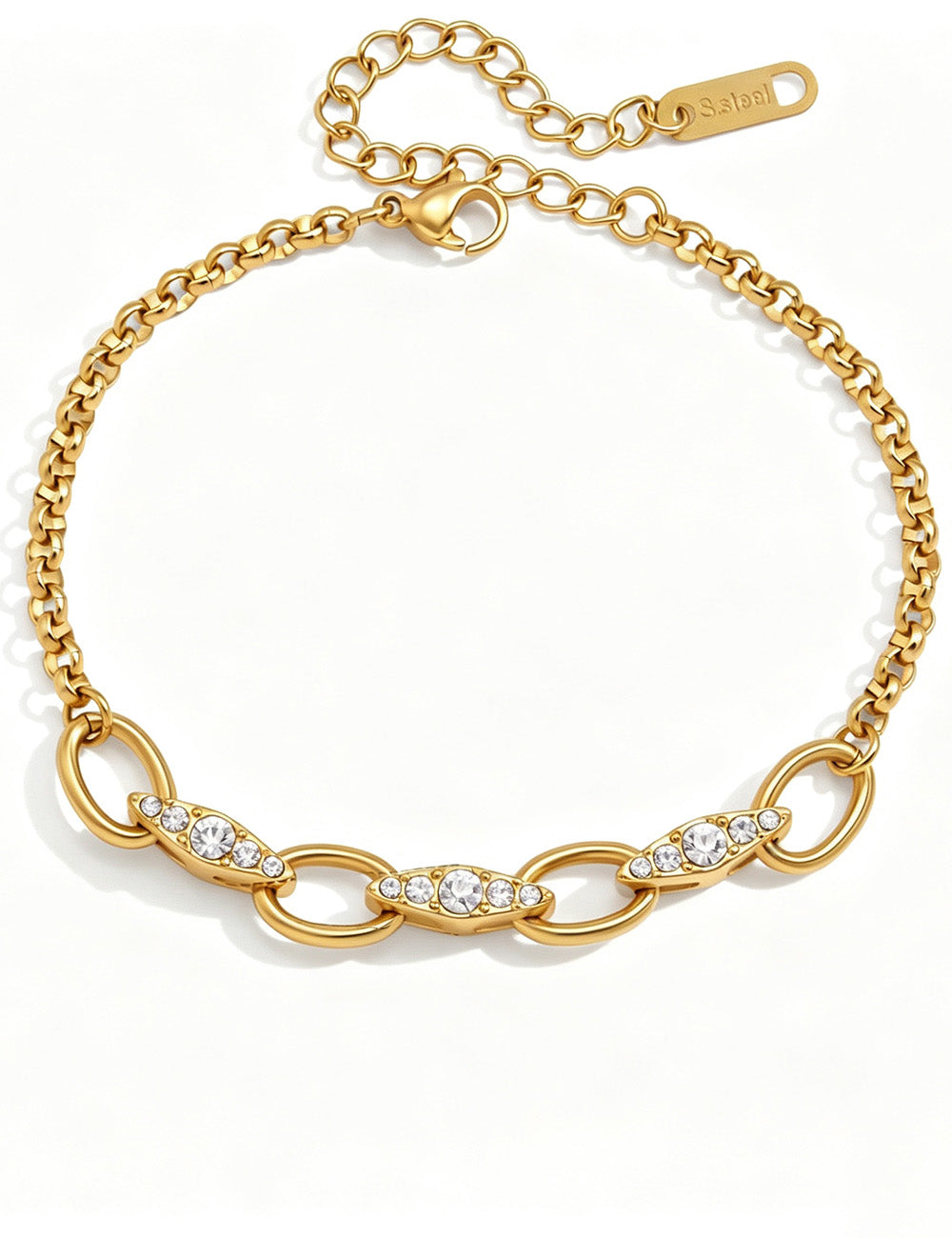 Cubic Zirconia Link Chain Bracelet — gold bracelet