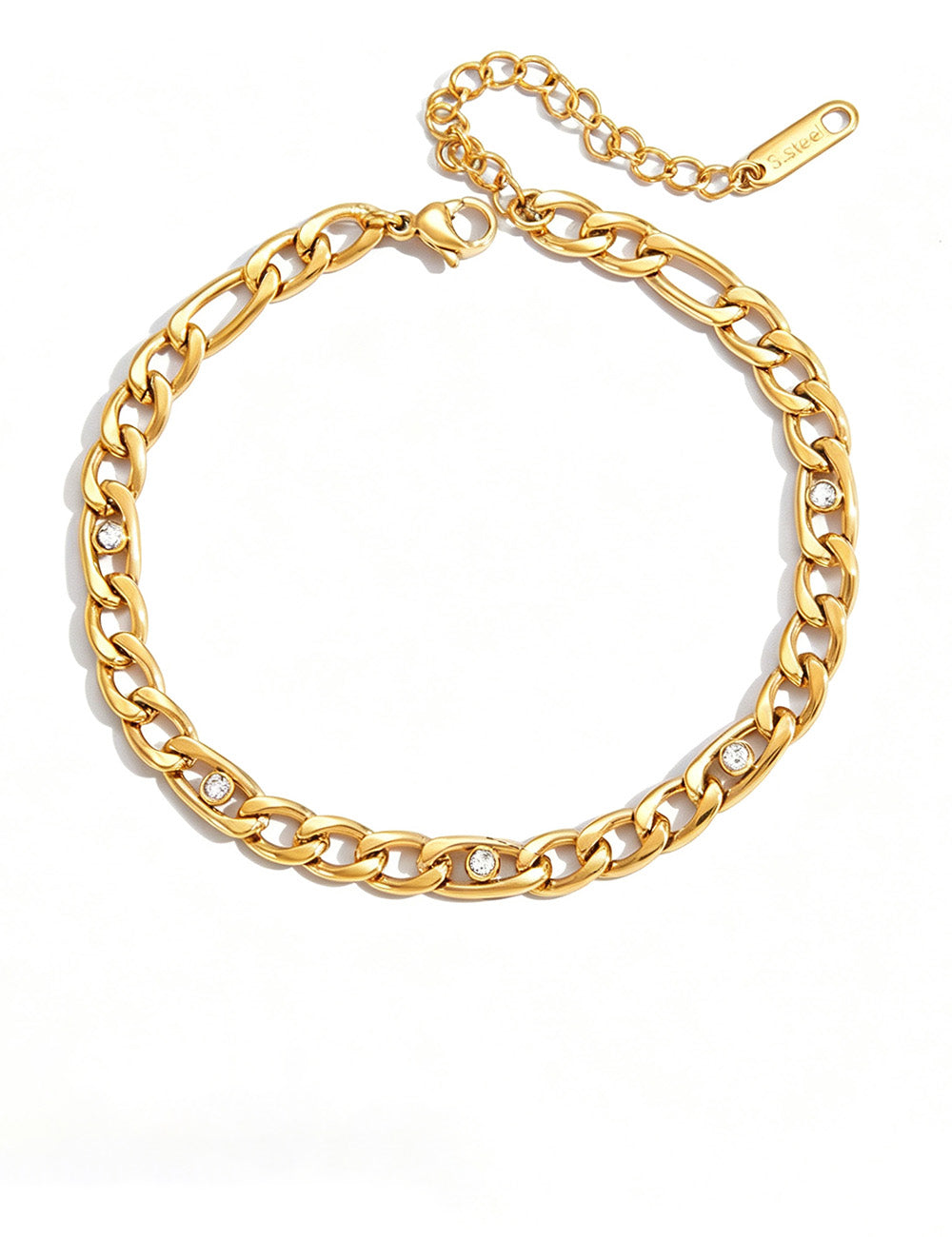 Cubic Zirconia Link Chain Bracelet — gold bracelet, view 11