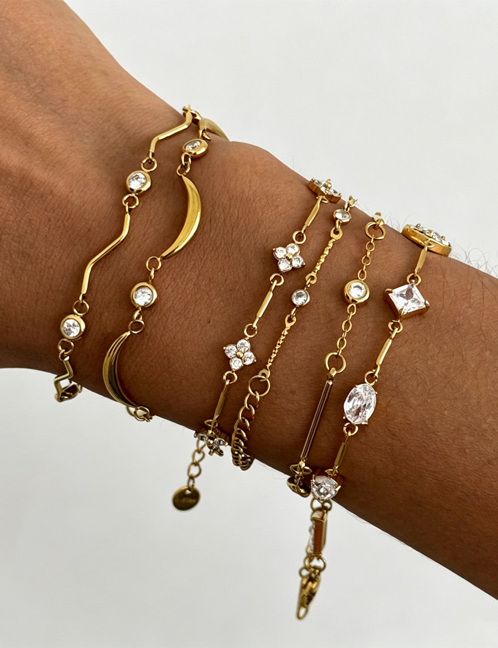 Gold Zirconia Link Chain Bracelet — gold bracelet
