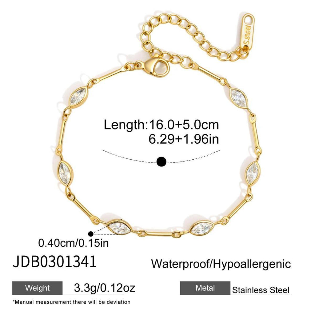 Gold Zirconia Link Chain Bracelet — gold bracelet, view 5