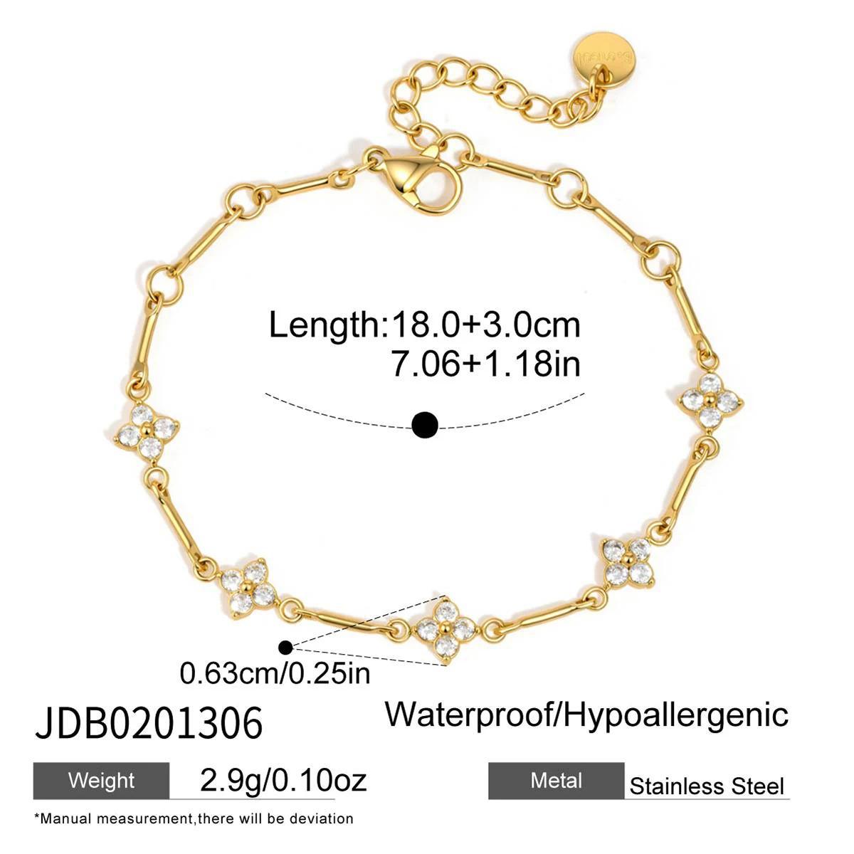 Gold Zirconia Link Chain Bracelet — gold bracelet, view 7