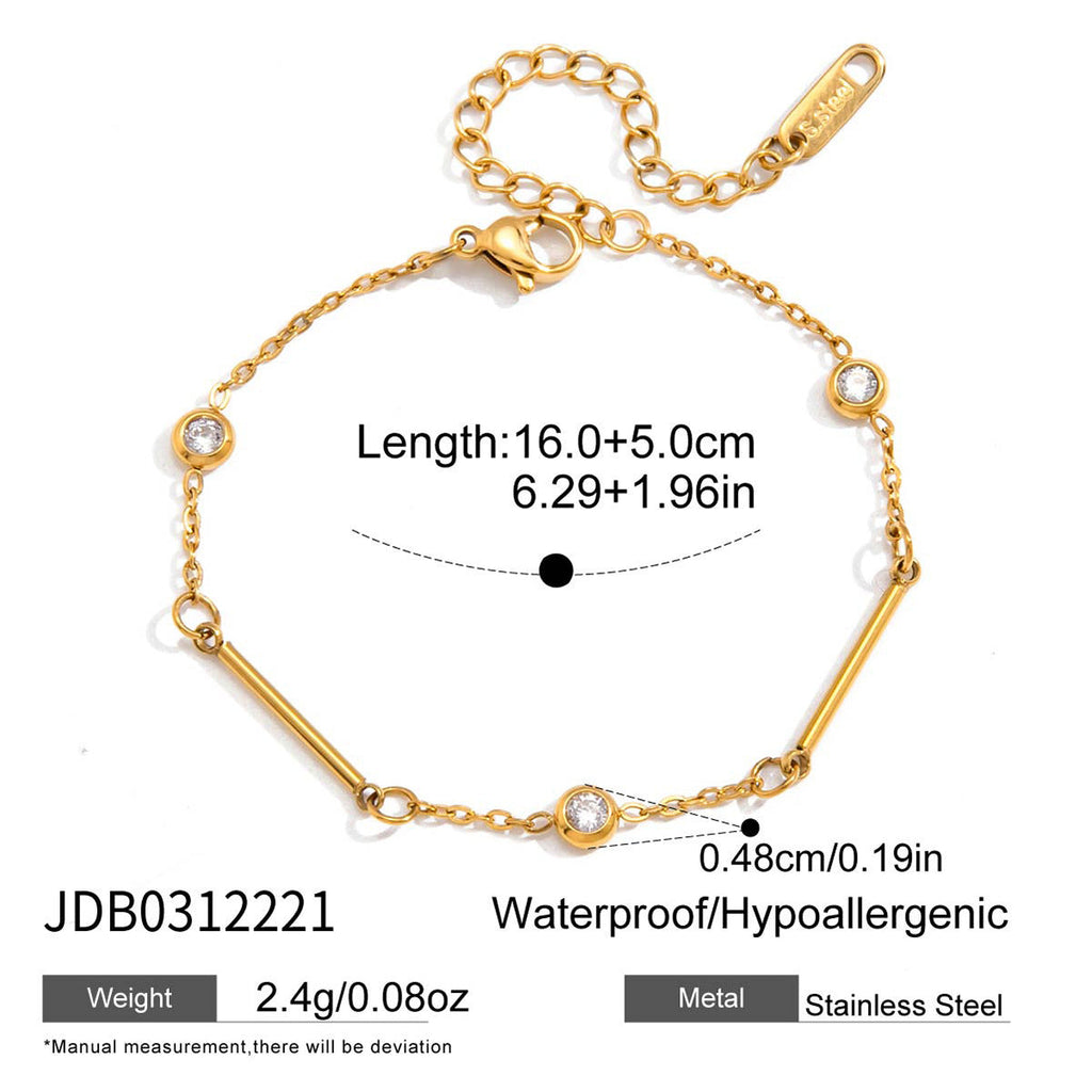 Gold Zirconia Link Chain Bracelet — gold bracelet, view 9