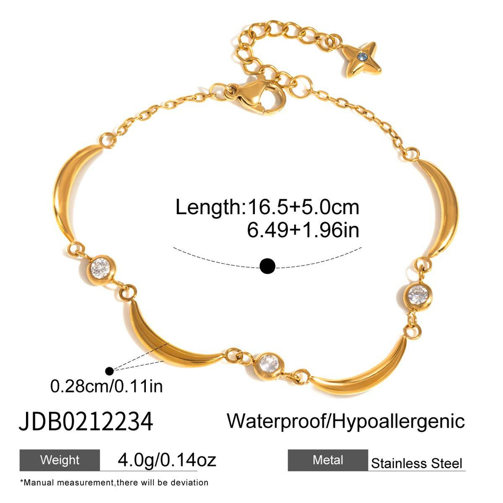 Gold Zirconia Link Chain Bracelet — gold bracelet, view 10