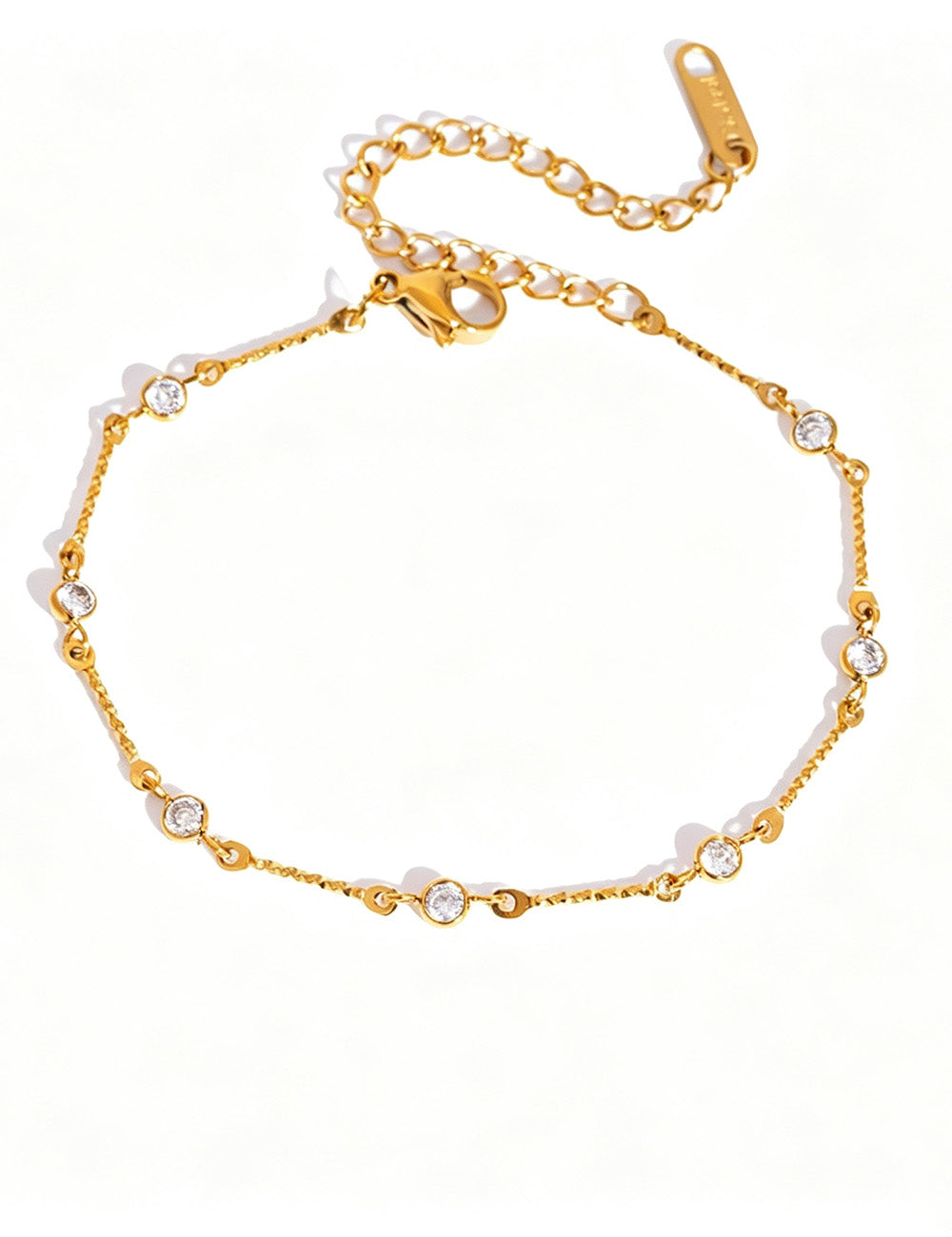 Gold Zirconia Link Chain Bracelet — gold bracelet, view 16