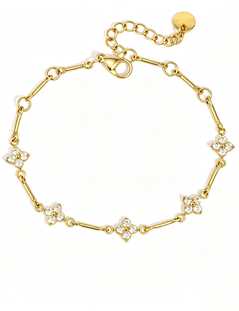 Gold Zirconia Link Chain Bracelet — gold bracelet, view 17