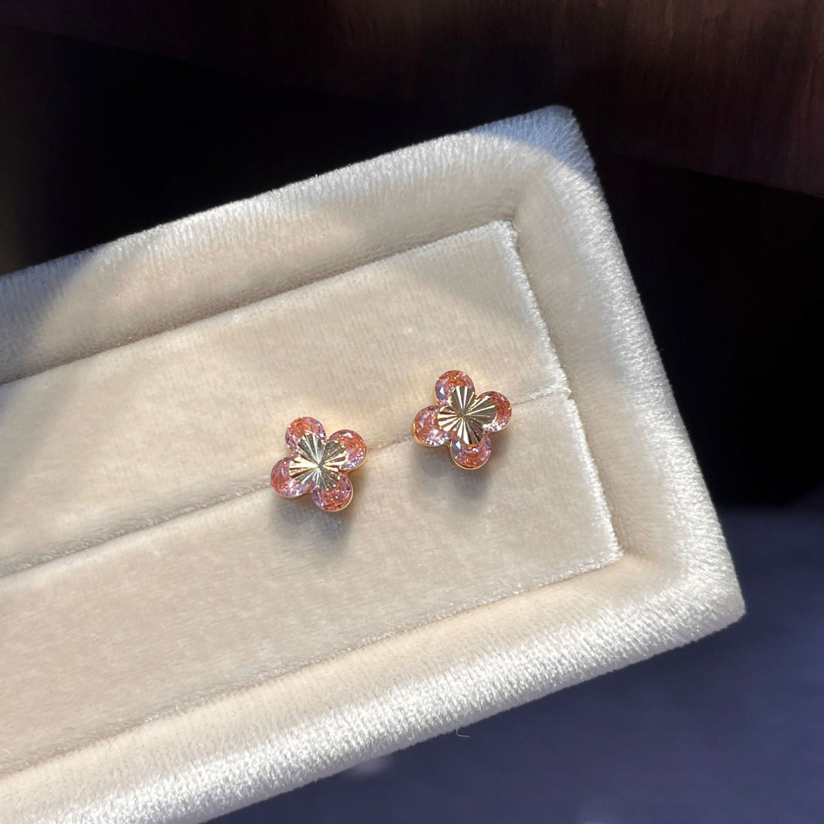 Pink Zirconia Flower Bracelet — pink bracelet, view 8