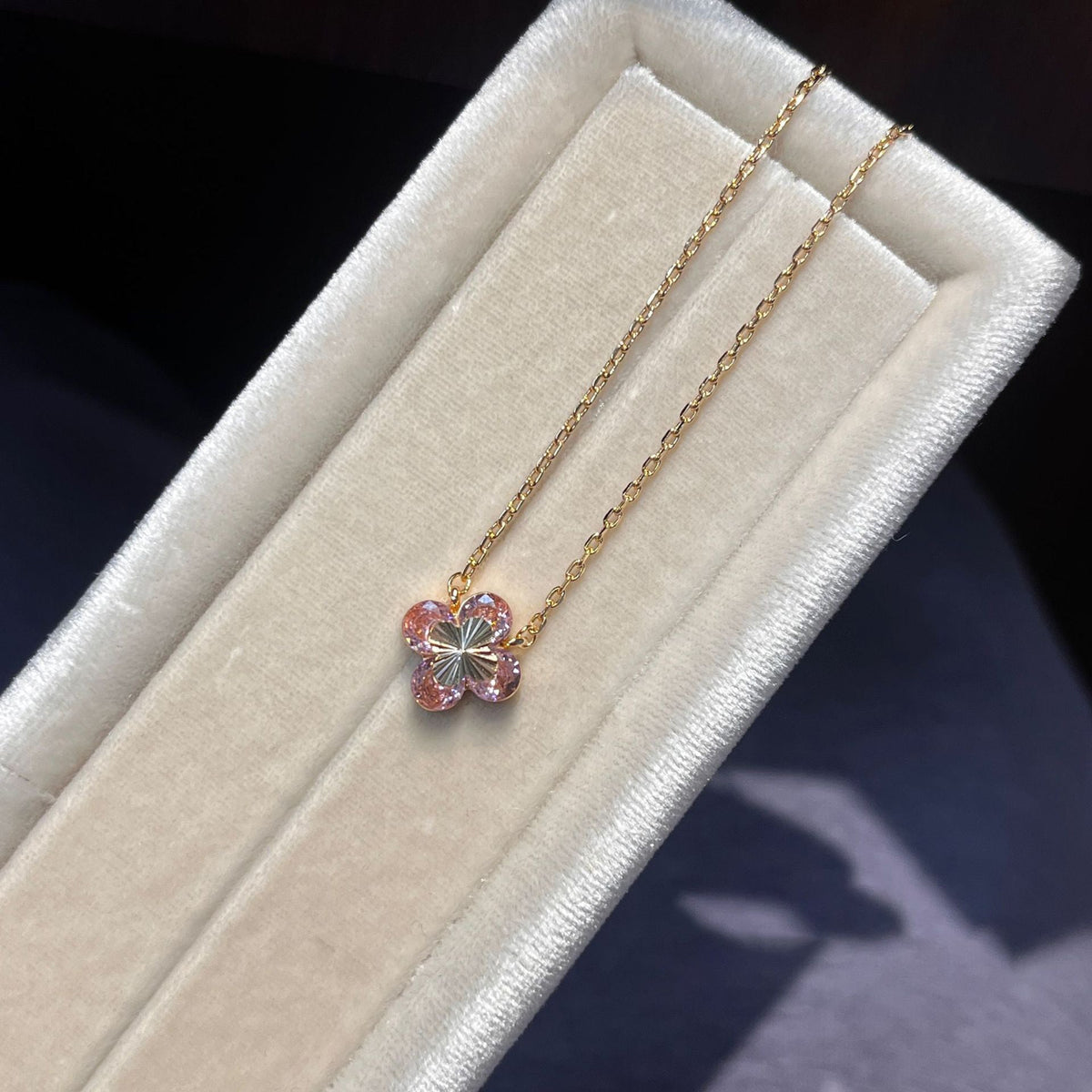 Pink Zirconia Flower Bracelet — pink bracelet, view 9