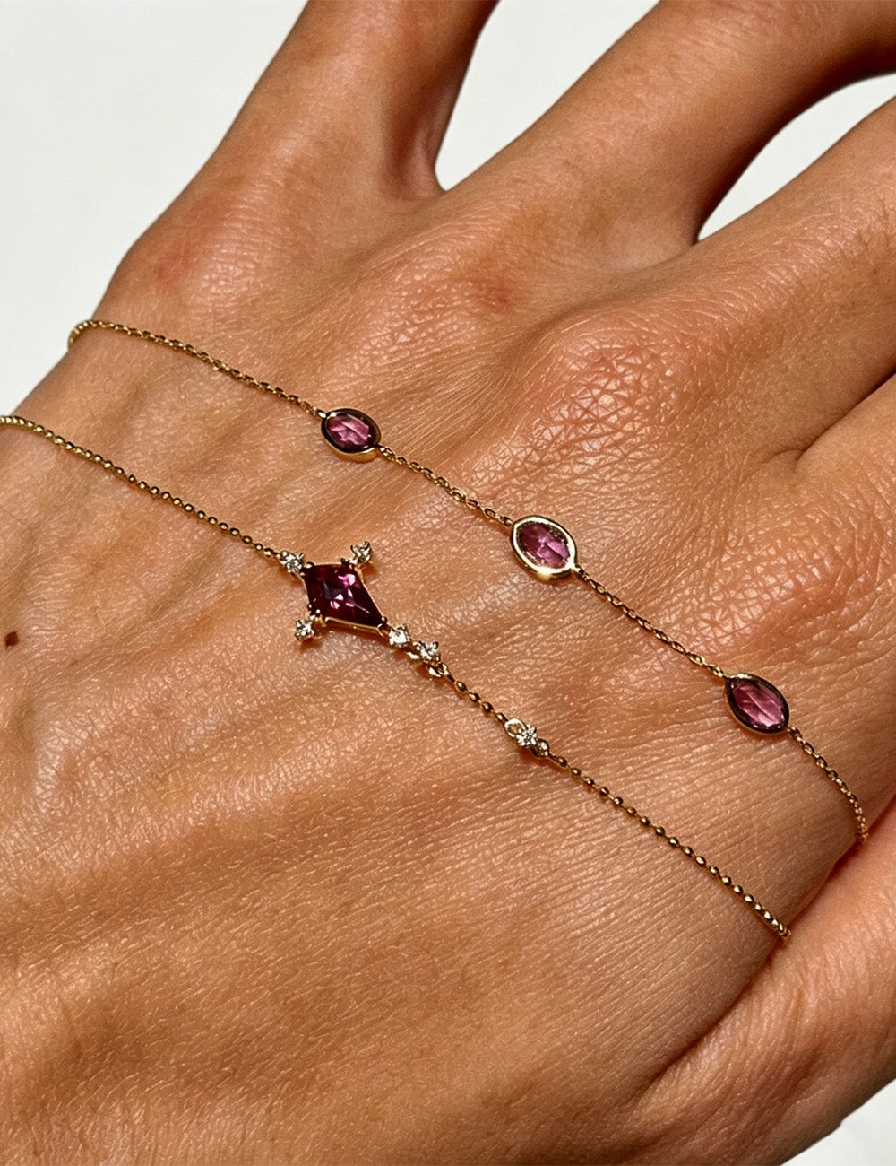 Oval Crystal Link Chain Bracelet — gold bracelet