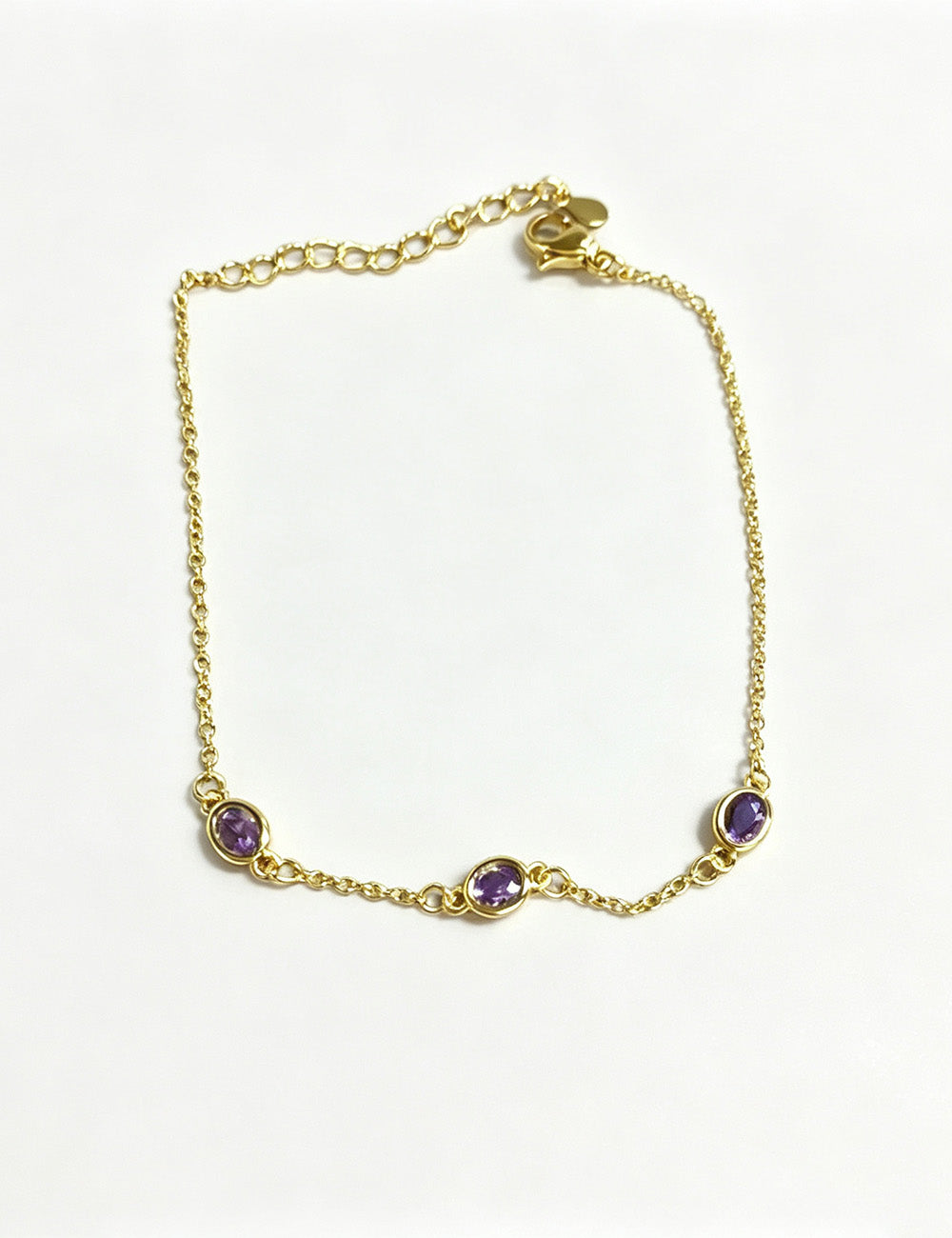 Oval Crystal Link Chain Bracelet — gold bracelet, view 2