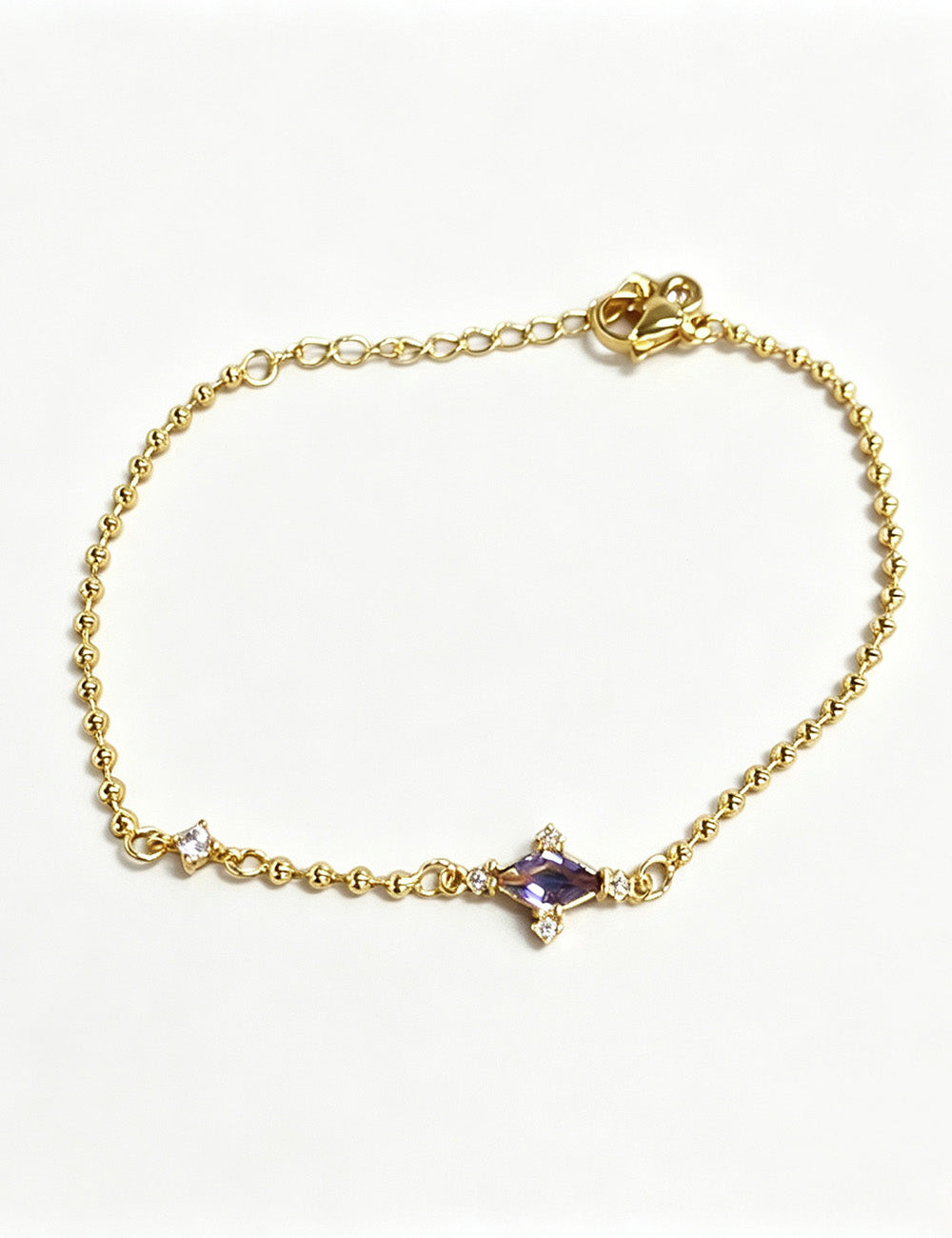 Oval Crystal Link Chain Bracelet — gold bracelet, view 8