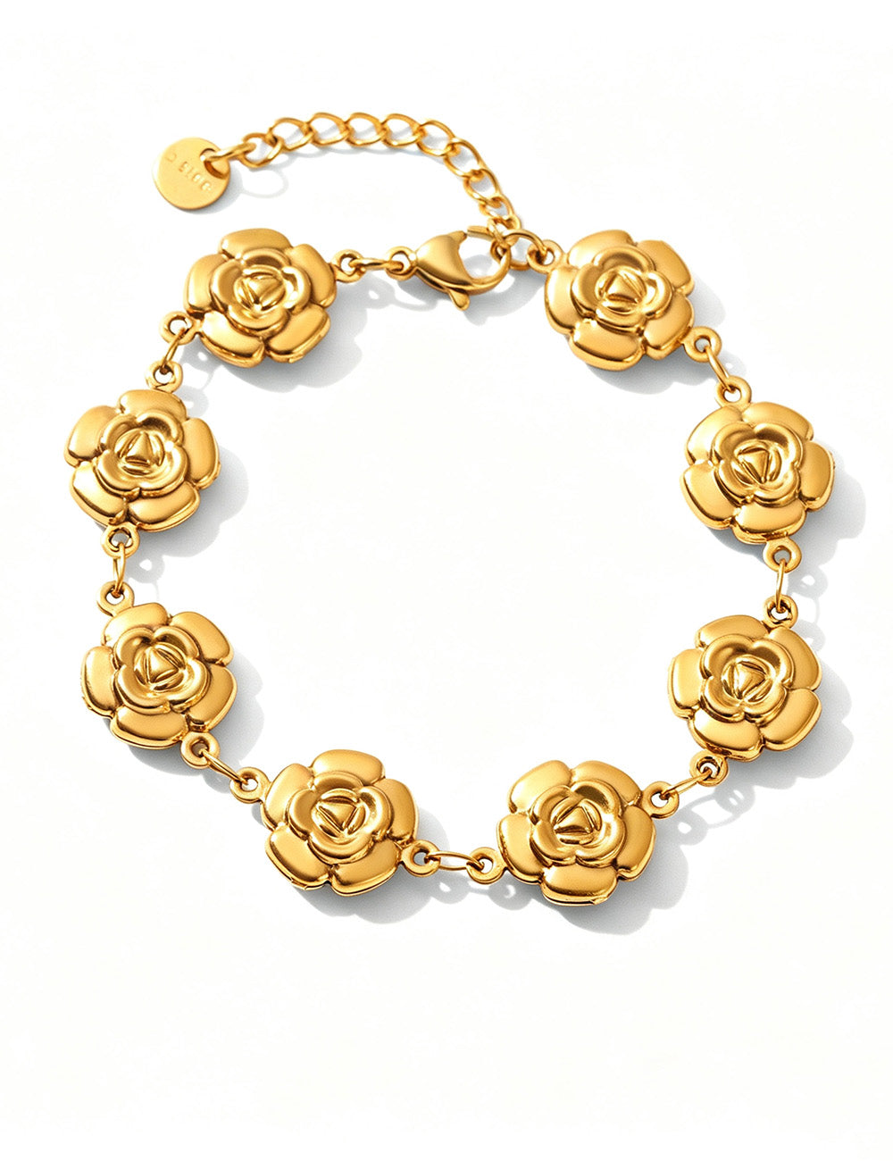 Rhinestone Flower Chain Bracelet — gold bracelet, view 11