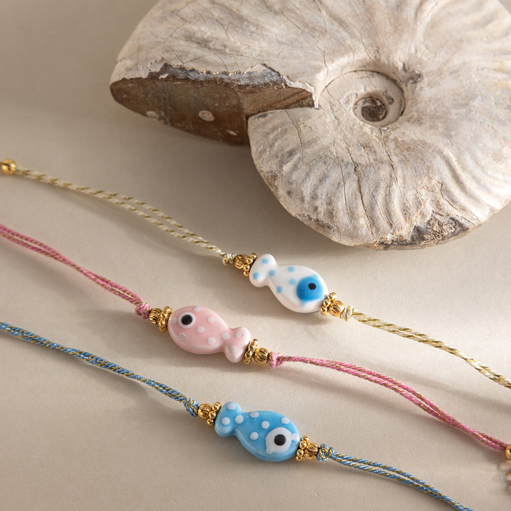 Fish Pendant Braided Bracelet — bracelet, view 4