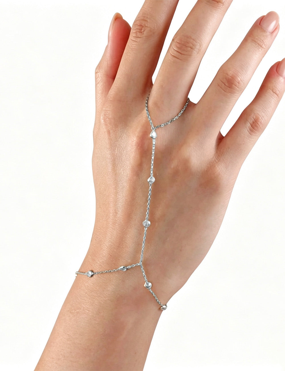 Rhinestone Link Chain Bracelet — bracelet, view 2
