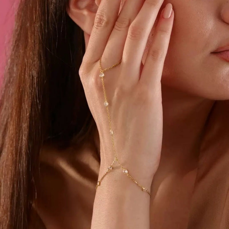 Rhinestone Link Chain Bracelet — bracelet, view 3