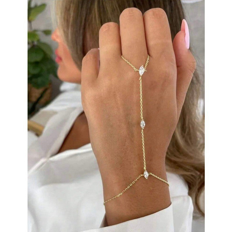Geometric Rhinestone Link Bracelet — bracelet, view 7