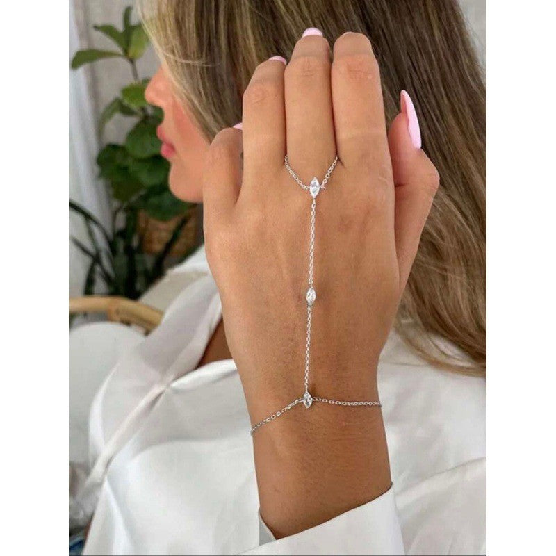 Geometric Rhinestone Link Bracelet — bracelet, view 8