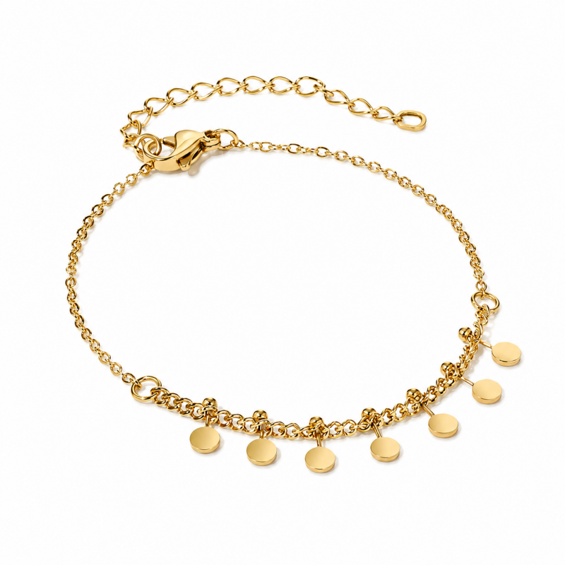 Evil Eye Beaded Chain Bracelet — gold bracelet, view 6