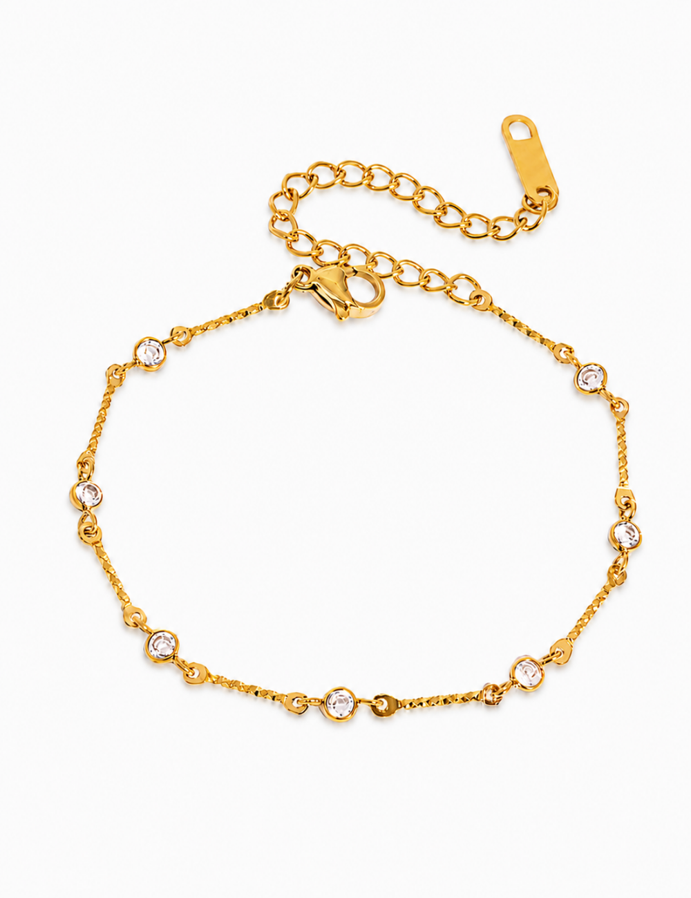 Layered Zirconia Link Bracelet — gold bracelet
