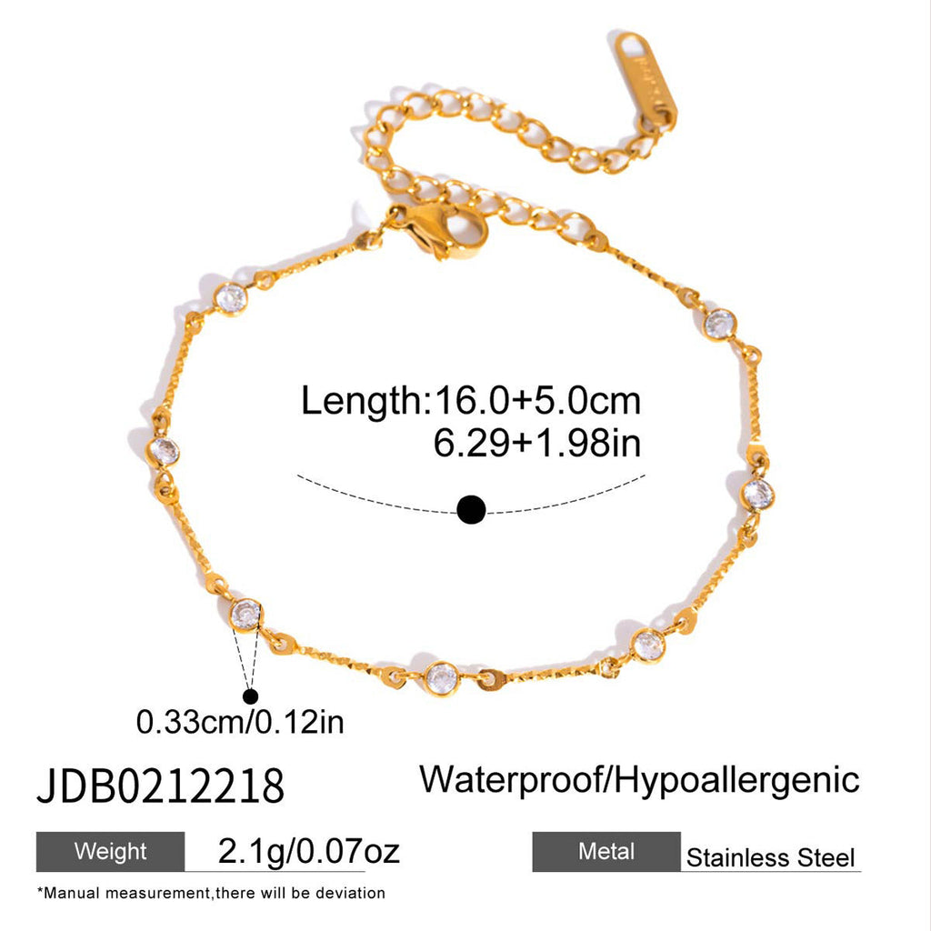Layered Zirconia Link Bracelet — gold bracelet, view 7