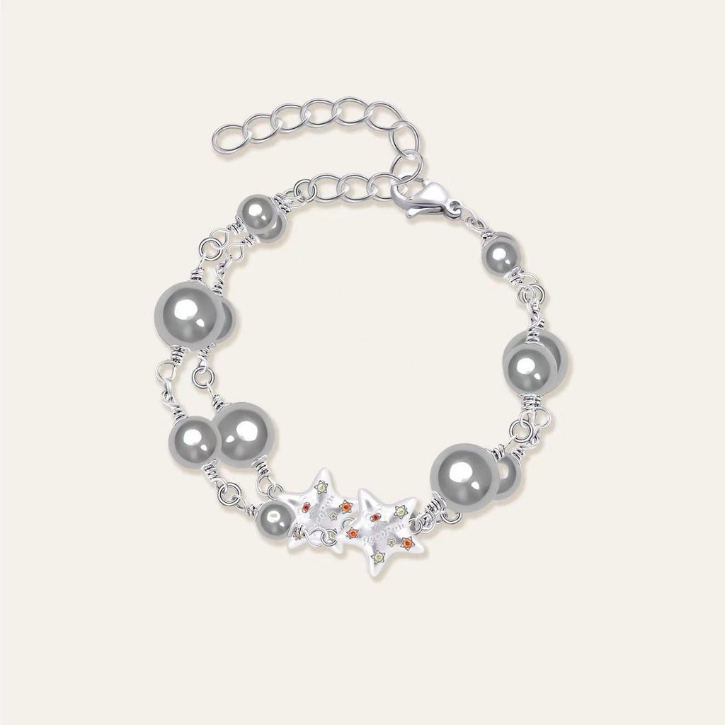 Double Layered Star Bracelet — silver bracelet, view 4