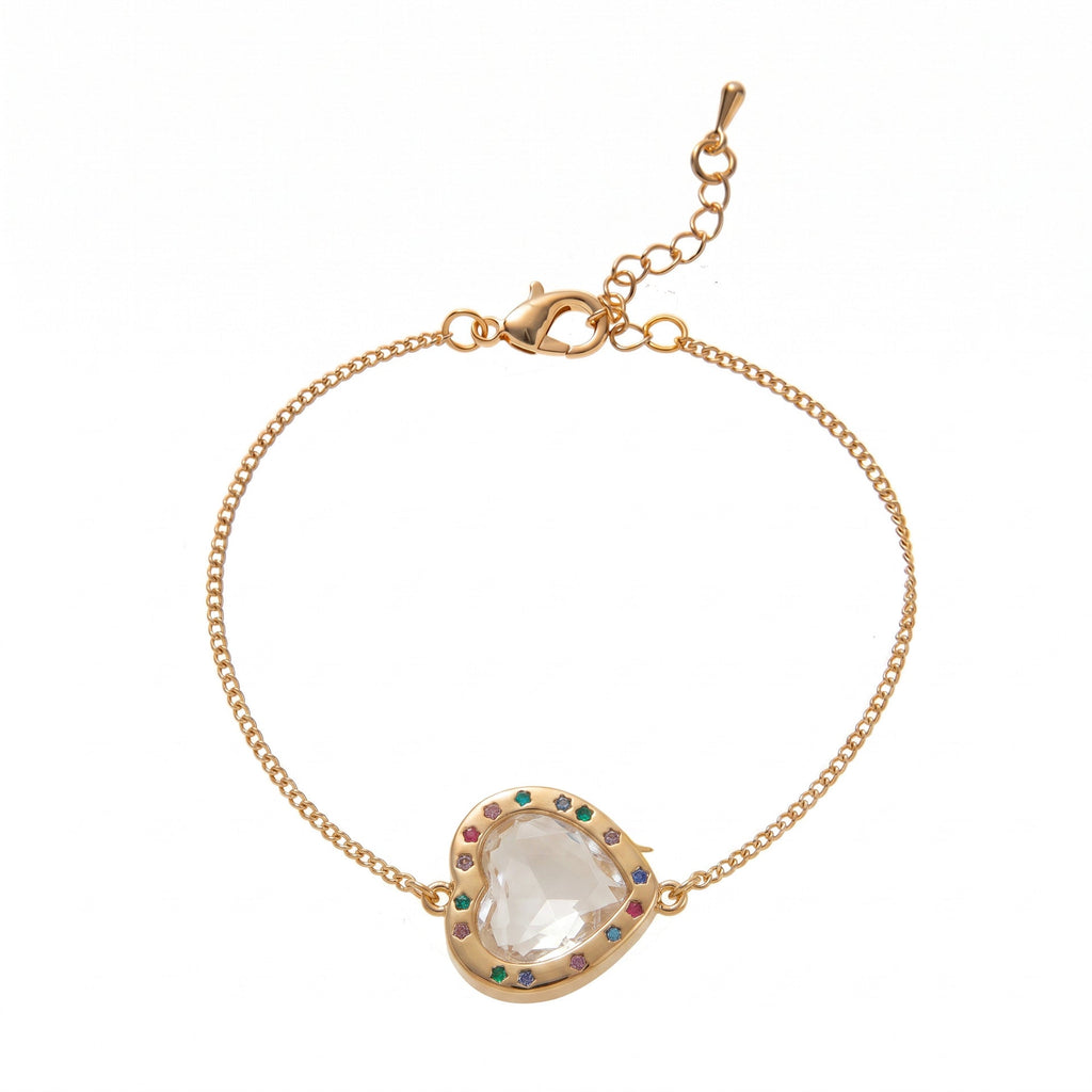 Round Heart Charm Bracelet — gold bracelet, view 6