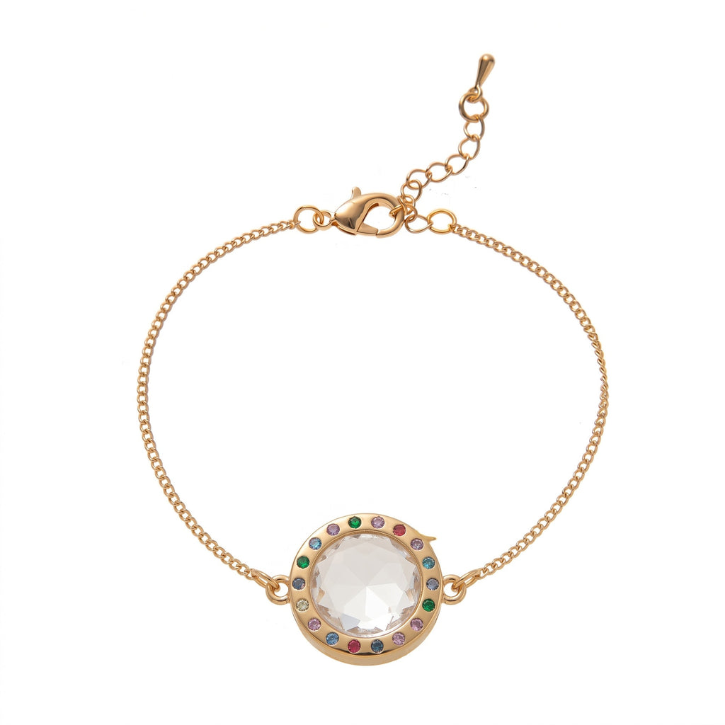 Round Heart Charm Bracelet — gold bracelet, view 7