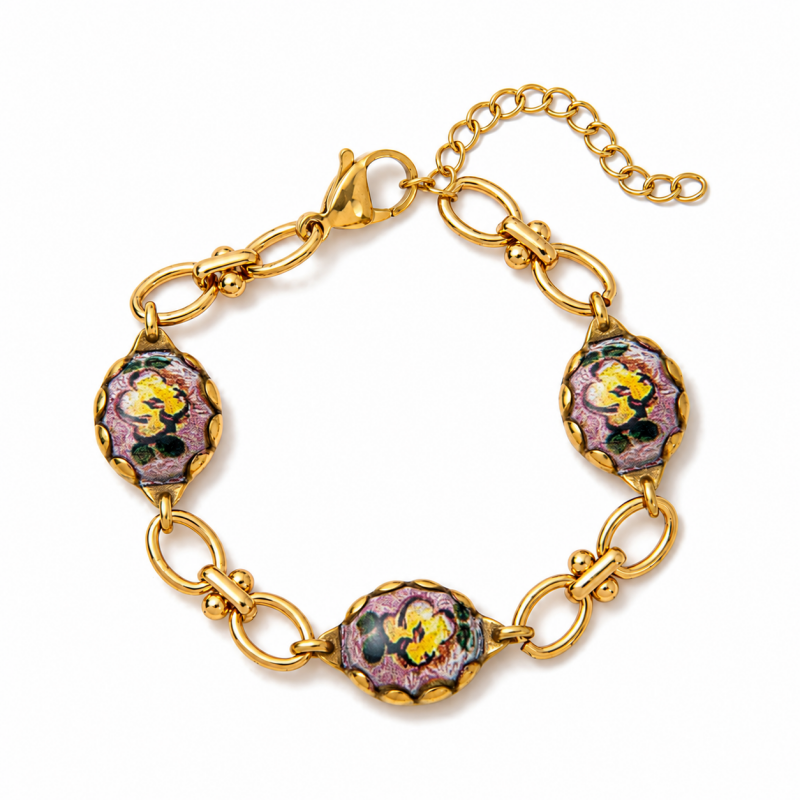 Enamel Floral Charm Bracelet — bracelet, view 5