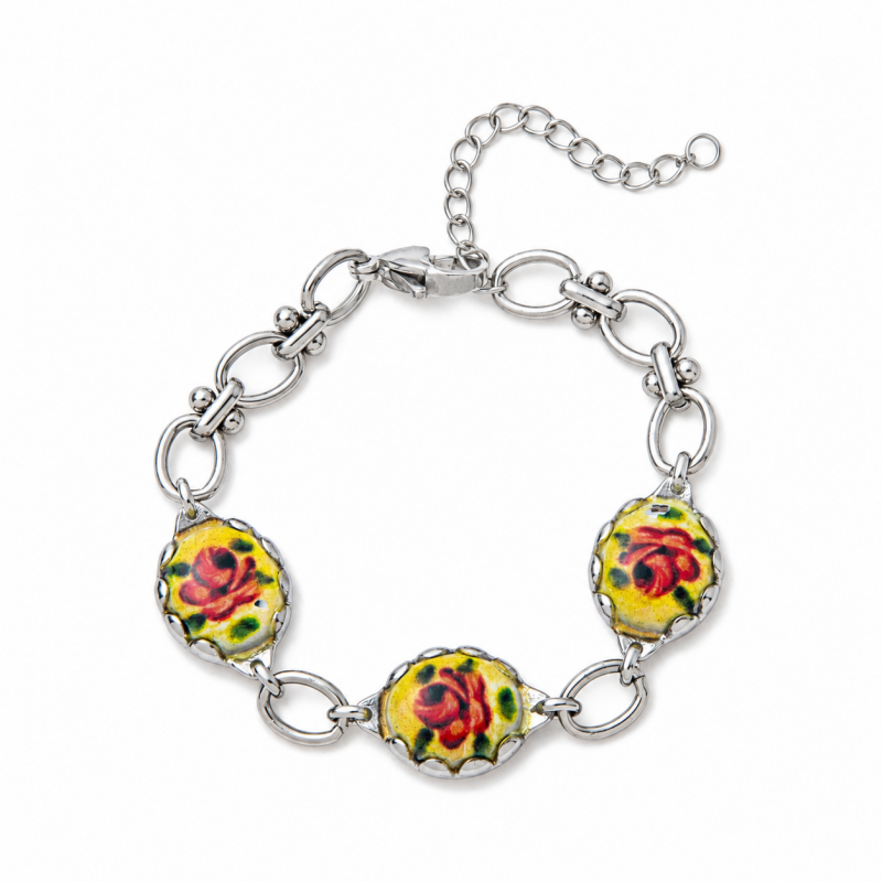 Enamel Floral Charm Bracelet — bracelet, view 7