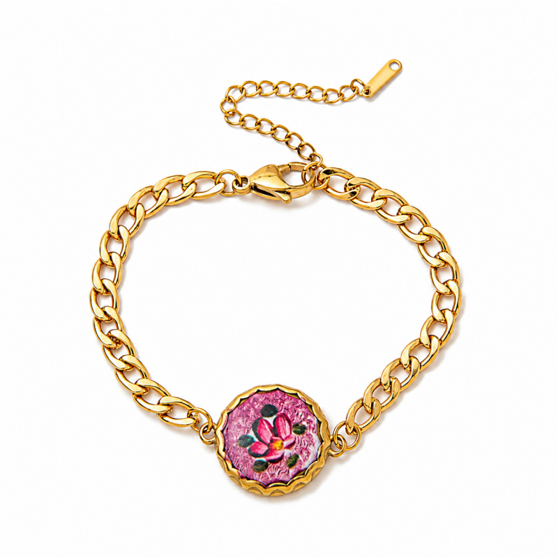 Enamel Floral Charm Bracelet — bracelet, view 8