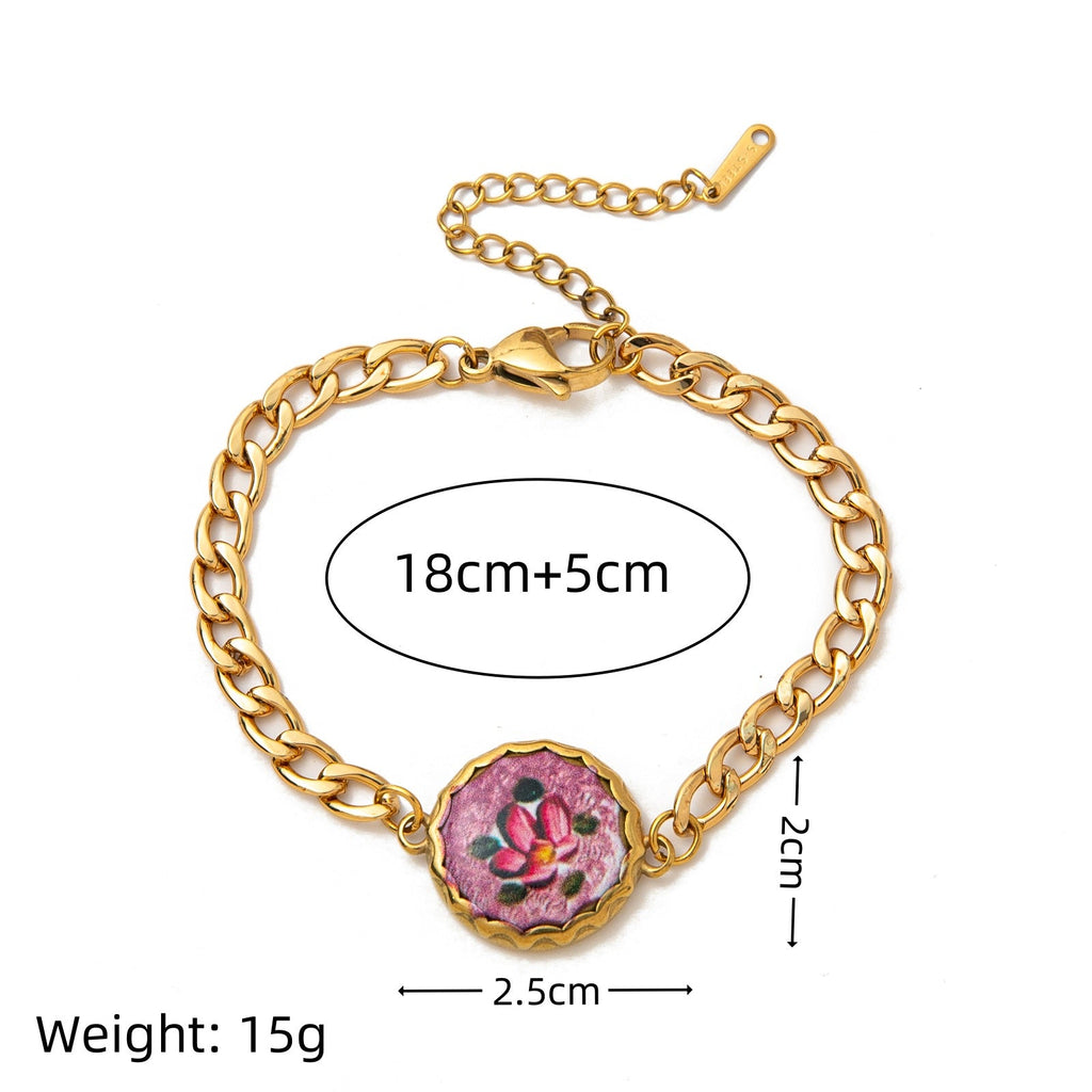 Enamel Floral Charm Bracelet — bracelet, view 9