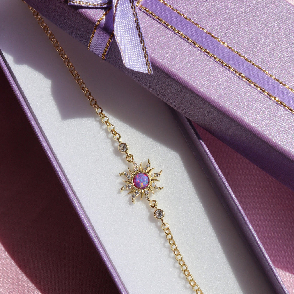Zirconia Sunburst Charm Bracelet — bracelet, view 2
