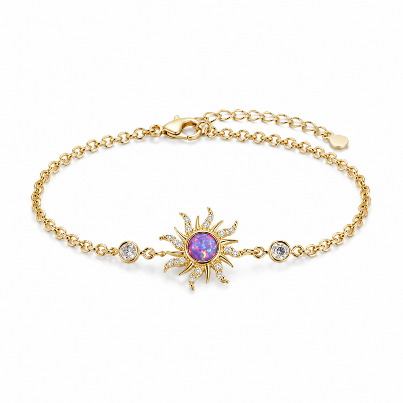 Zirconia Sunburst Charm Bracelet — bracelet, view 3