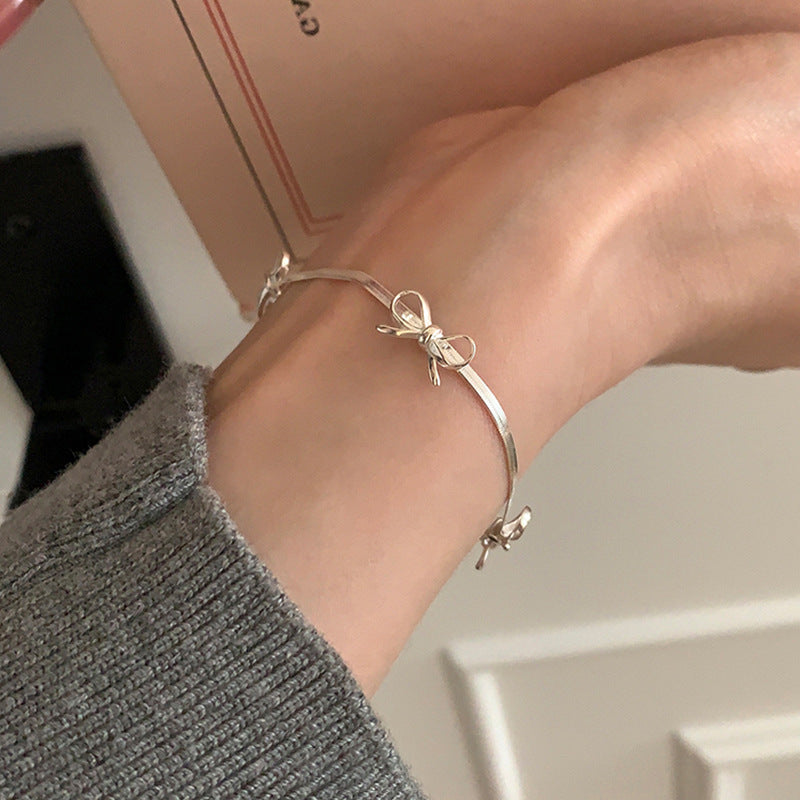 Silver Bow Knot Bracelet — silver bracelet, view 2
