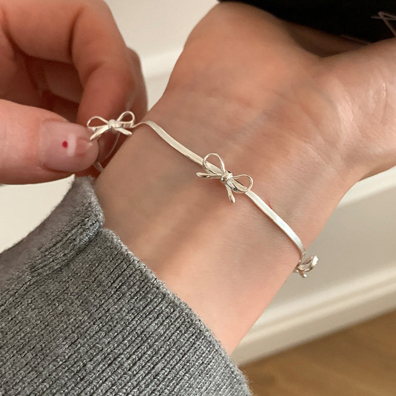 Silver Bow Knot Bracelet — silver bracelet, view 3