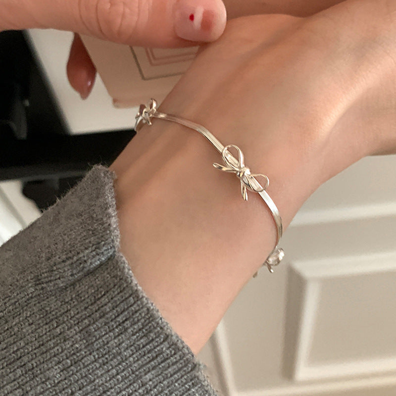 Silver Bow Knot Bracelet — silver bracelet, view 4