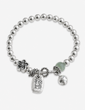 Silver Flower Charm Beaded Bracelet — silver bracelet