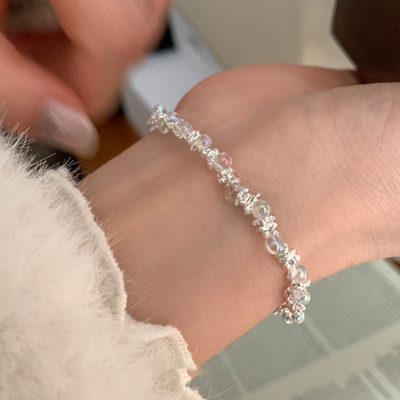 Transparent Silver Bead Bracelet — silver bracelet, view 3