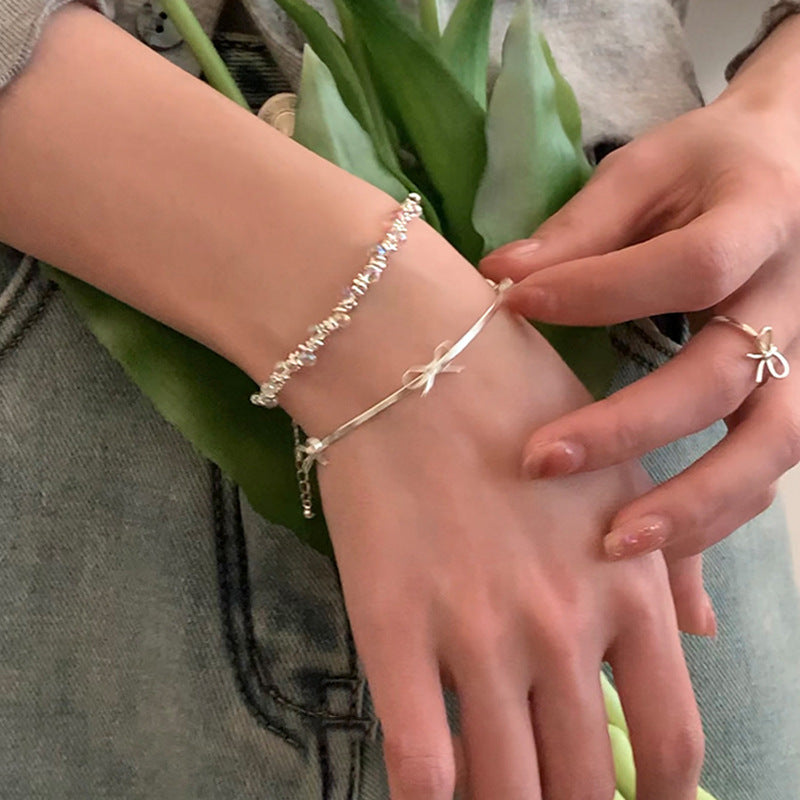 Transparent Silver Bead Bracelet — silver bracelet, view 4