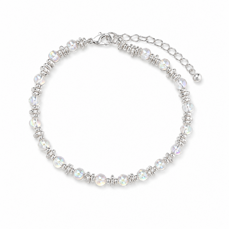 Transparent Silver Bead Bracelet — silver bracelet, view 6