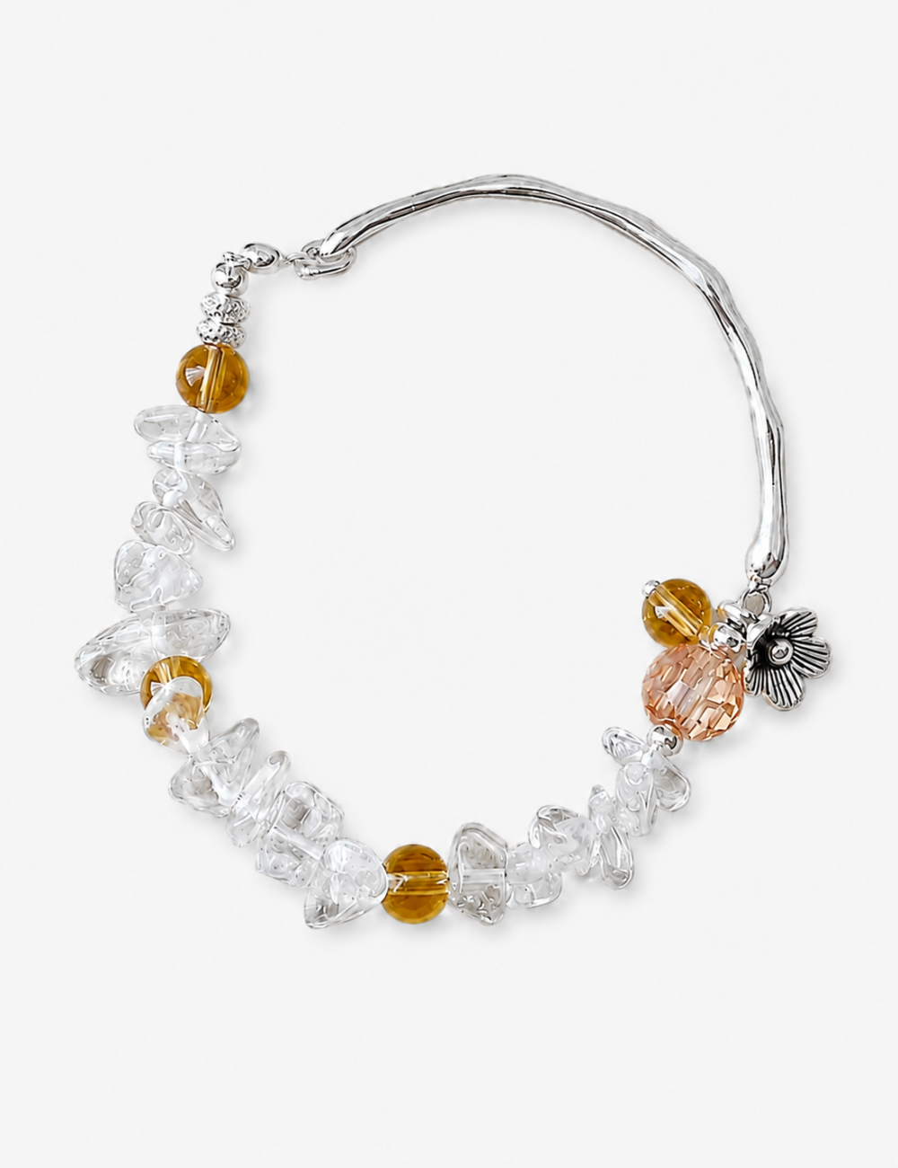 Transparent Crystal Beaded Bracelet — silver bracelet